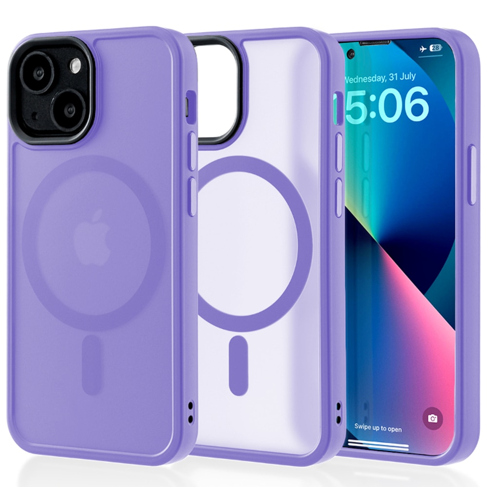 Husa compatibila cu Incarcare Magsafe pentru Apple iPhone 13 Mini, CASEY STUDIOS™, de Protectie, Slim, pentru Incarcare Wireless, Margini Ridicate pentru Protectia Ecranului si a Camerelor, Mov Deschis