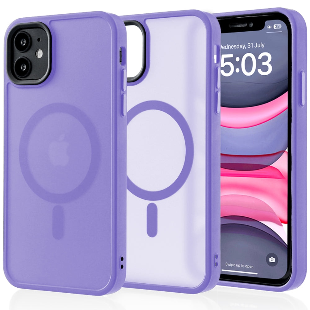 Husa compatibila cu Incarcare Magsafe compatibila cu iPhone 11, CASEY STUDIOS™, de Protectie, Slim, pentru Incarcare Wireless, Margini Ridicate de Protectia Ecranului si a Camerelor, Mov Deschis