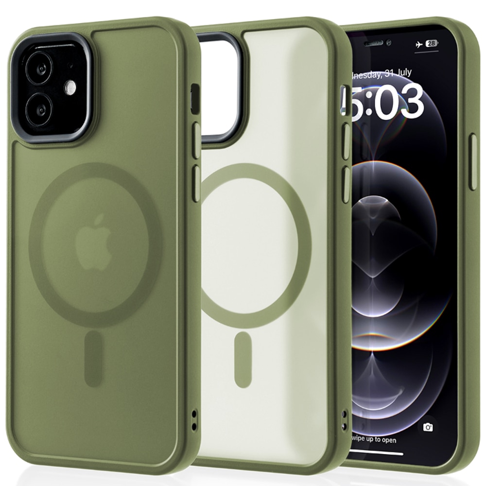 Husa compatibila cu Incarcare Magsafe pentru Apple iPhone 12/12 Pro, CASEY STUDIOS™, de Protectie, Slim, pentru Incarcare Wireless, Margini Ridicate pentru Protectia Ecranului si a Camerelor, Verde