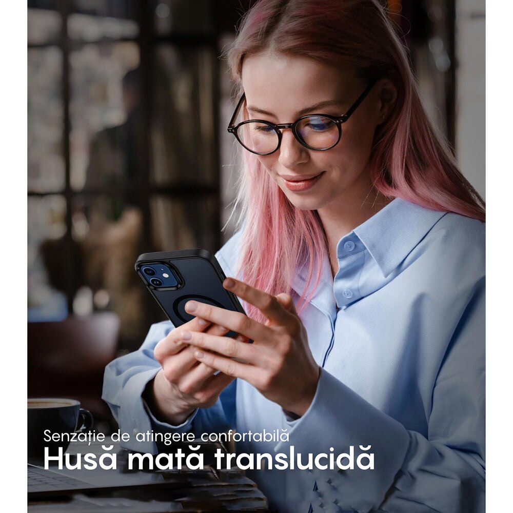 Husa compatibila cu Incarcare Magsafe compatibila cu iPhone 11, CASEY STUDIOS™, de Protectie, Slim, pentru Incarcare Wireless, Margini Ridicate de Protectia Ecranului si a Camerelor, Negru