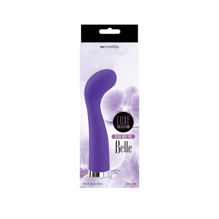 Vibrator G-spot, Outlet, Luxe Belle Seven, Silicon, Rezistent la Apa, Lila, 16-20cm Lungime, 5-5.4cm Diametru, Reincarcabil