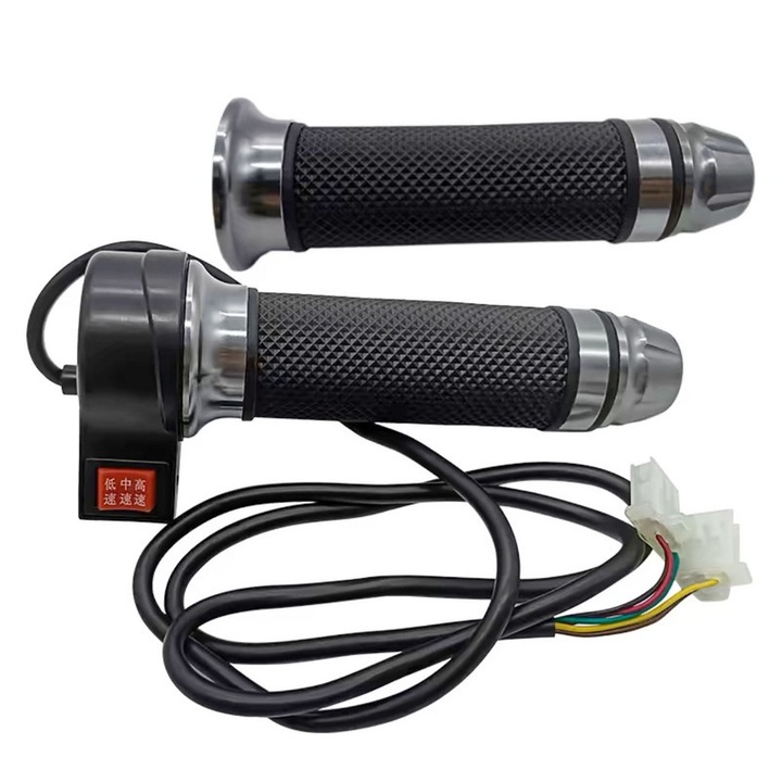 Accelerator electric 3 viteze, alb, pentru biciclete si trotinete electrice, material aluminiu/rubber