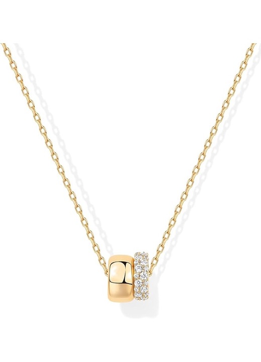 Colier cu pandantiv din margele rotunde, PEEIK, 19", auriu, 2 pandantive, 9mm