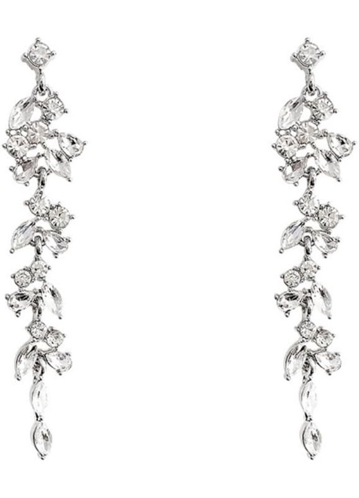 Cercei lungi cu franjuri si diamante, PEEIK, design spic de grau, eleganta vintage, 1 pereche