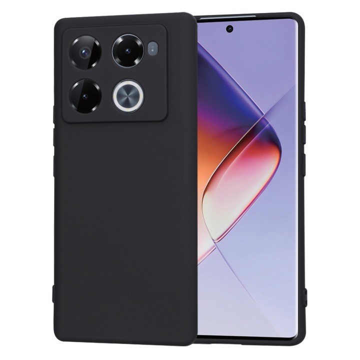Husa pentru Infinix Note 40 Pro+ Liquid Silicone subtire captusita cu microfibra anti amprenta protectie camera foto negru