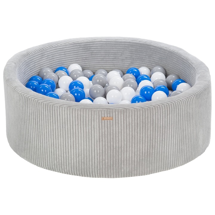 Piscina uscata cu bile pentru copii, Velinda, Gri/Multicolor, 200 bile, 90cm