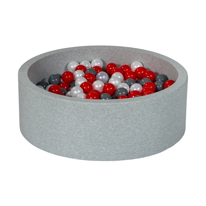 Set bazin de joaca pentru copii cu 300 bile, Velinda, gri, 80x90x30cm