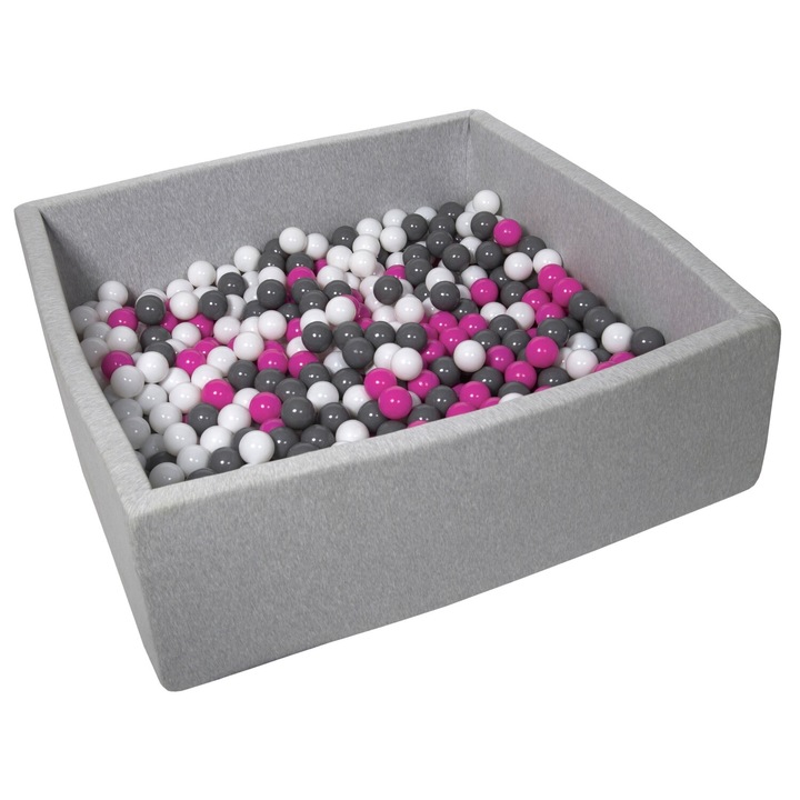 Piscina uscata cu bile pentru copii, Velinda, Gri/Multicolor, 120 x 120cm
