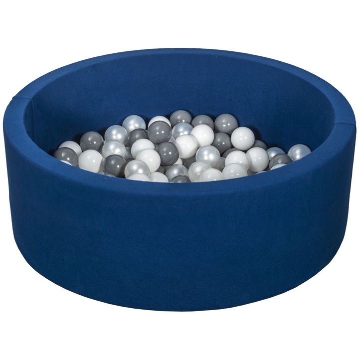 Piscina uscata cu bile pentru copii, Velinda, Bleumarin/Multicolor, 150 bile