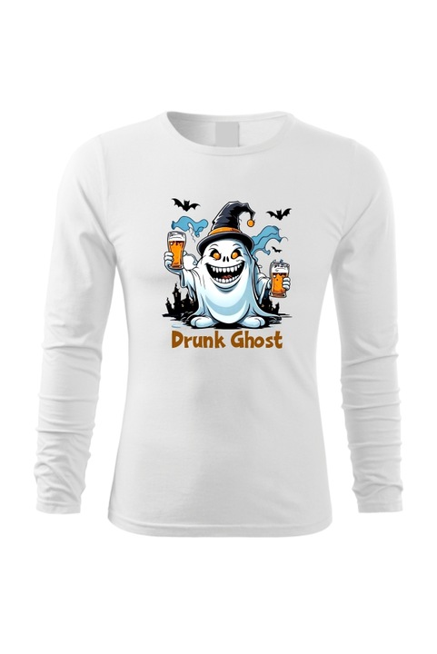 Bluza cu maneca lunga, Drunk Ghost, Alb
