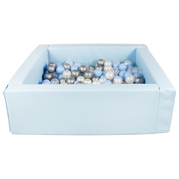 Bazin de joaca patrat Velinda cu 300 bile din plastic, ecopiele, multicolor, 7cm