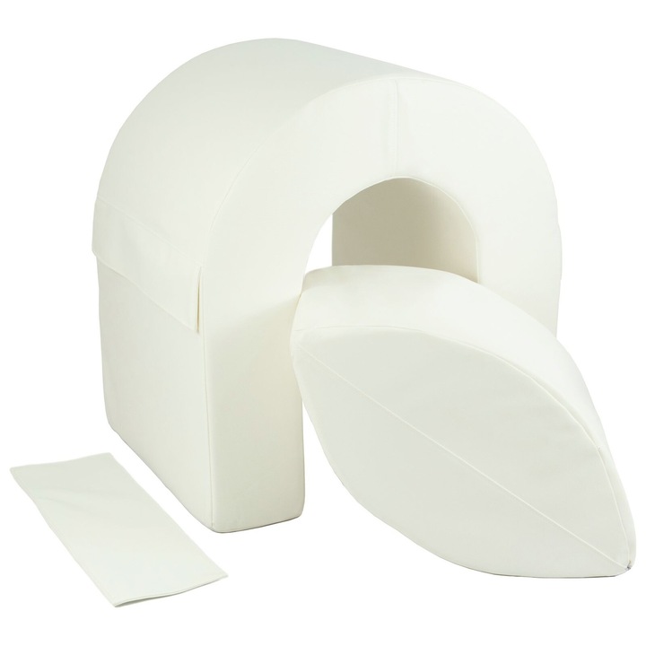 Set tunel cu 2 blocuri mari din spuma, Velinda, Alb, 65cm