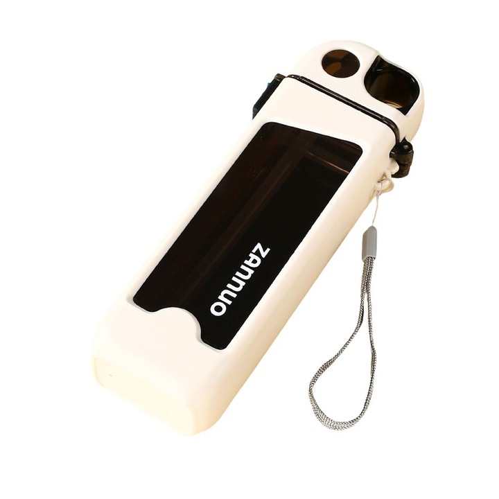 Спортна бутилка за вода, Flippy, 350 ml, със сламка и капак, 23x7x4,4 cm, бутон за заключване, изработена от PC, бяла