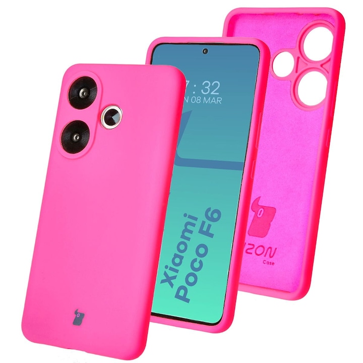 Husa Bizon Soft Case pentru Xiaomi Poco F6, roz neon