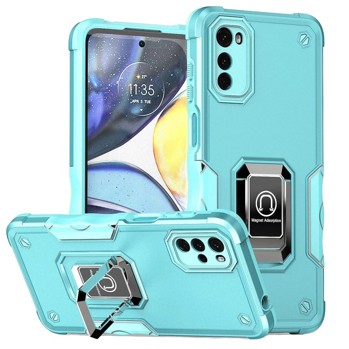 Защитен калъф за Motorola Moto E32/Moto E32s Atisijie, TPU/Метал, Светло син/Сребрист, 6,5 инча