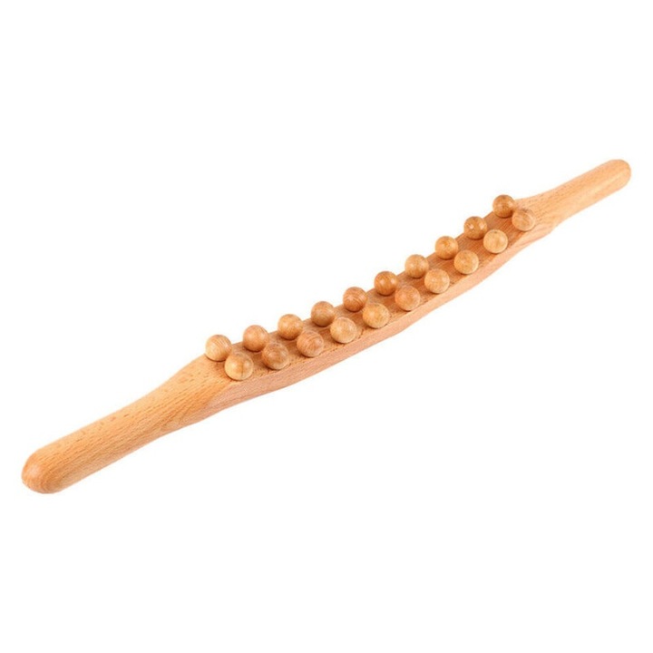 Уред, Mindblower, дървен, за антицелулитен масаж, изработен от естествено дърво, ръчно обработен за избягване на грапавини, 20 топки за дълбок и ефективен масаж