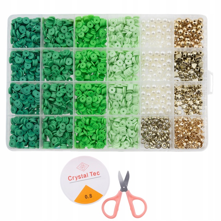 Set margele, DIYQueen, H732, acrilice pentru bijuterii din aur, verde, 3.700 bucati