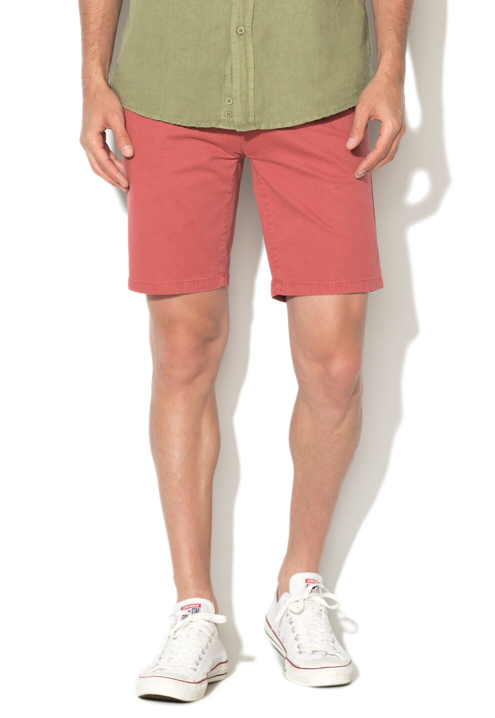 Zee Lane Denim, Bermude rosu stins cu model grafic discret, Rosu stins, 44