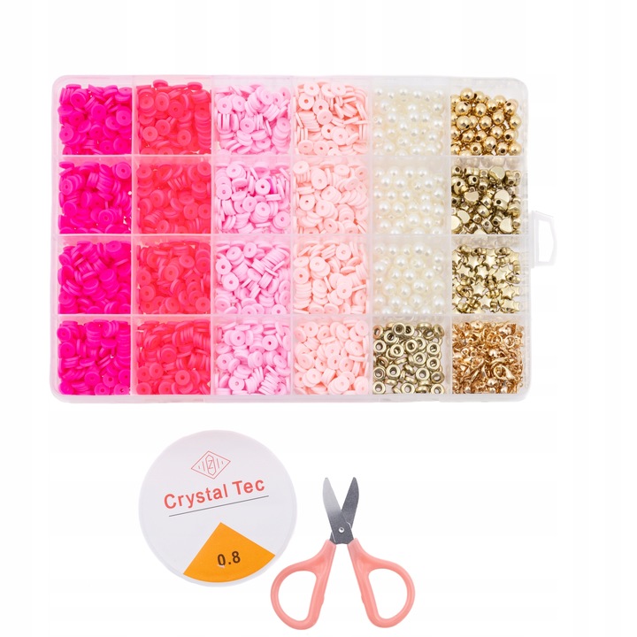 Set margele, DIYQueen, H731, acrilice pentru bijuterii din aur, roz, 3.700 bucati