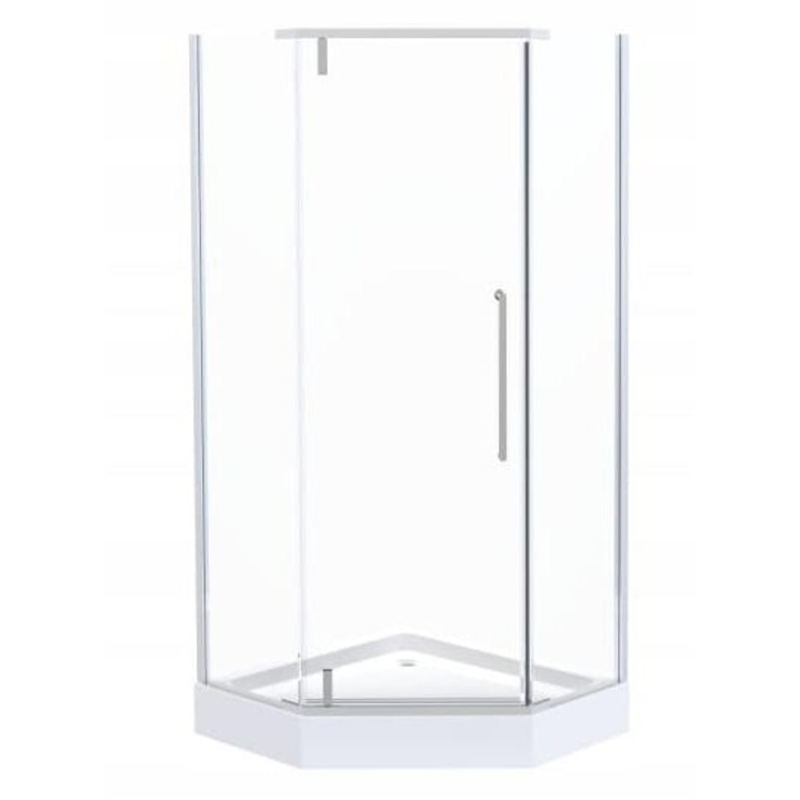 Cabina dus Savana, 90x90x205cm, sticla securizata, transparent/alb