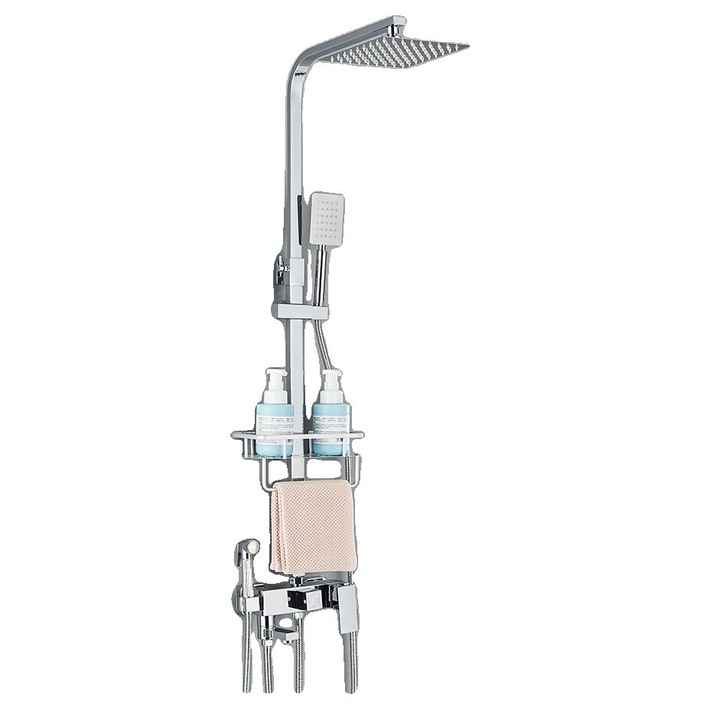 Set de dus, crom 4-8, cap de dus din otel inoxidabil 8 inch, spray de mana SUS 304, accesorii pentru baie