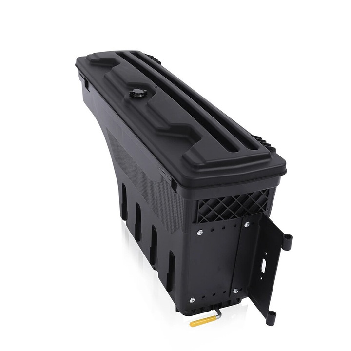 Pickup szerszámos doboz, 180°-ban elforgatható kivitel, zárható fedél, matt fekete, 53x44x95cm