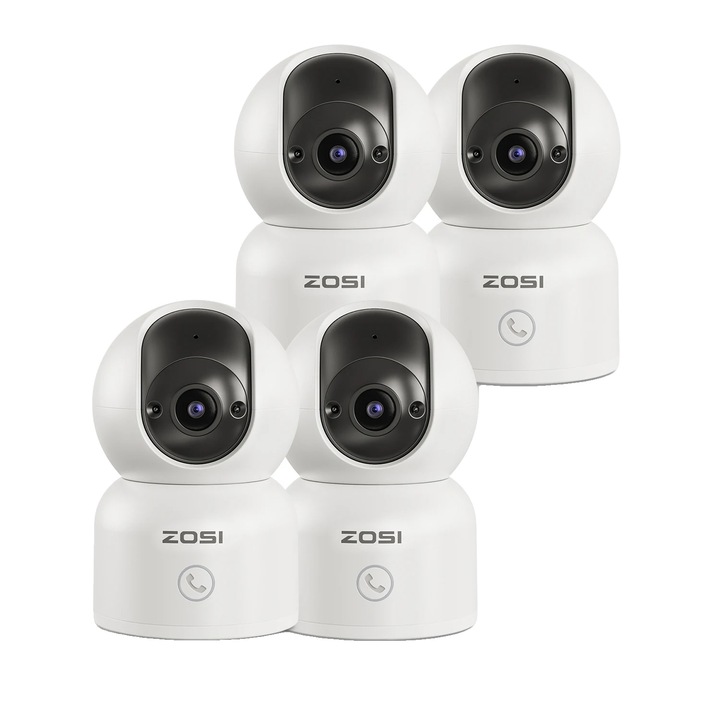 Camera de supraveghere, 360 Pan-Tilt, vizualizare duala 2K HD, set de 4 bucati