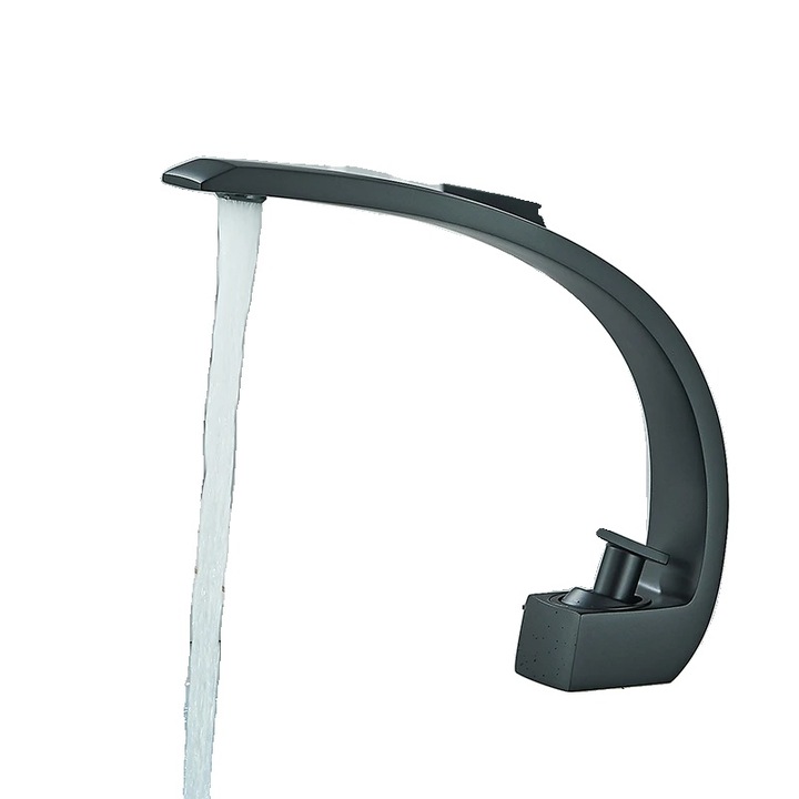 Fürdőszoba csaptelep, mosdókagyló tetejű dizájn, modern stílusú, fekete, egyfogantyús