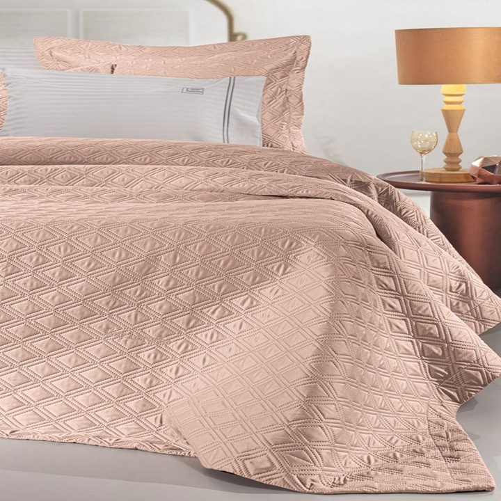 Set lenjerie de pat Guy Laroche, Kouberli Honour, 240x250cm, 2 maxilarothekes 50x70cm, roz vechi