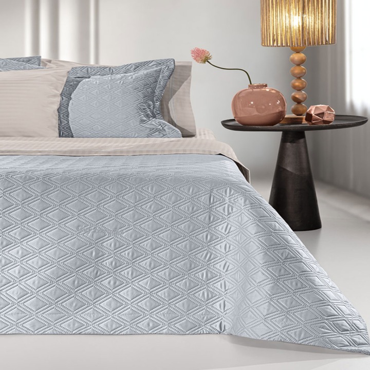 Set lenjerie de pat Guy Laroche Honour, satin, 1 husa pilota 240x250cm, 2 fete de perna 50x70cm, argintiu