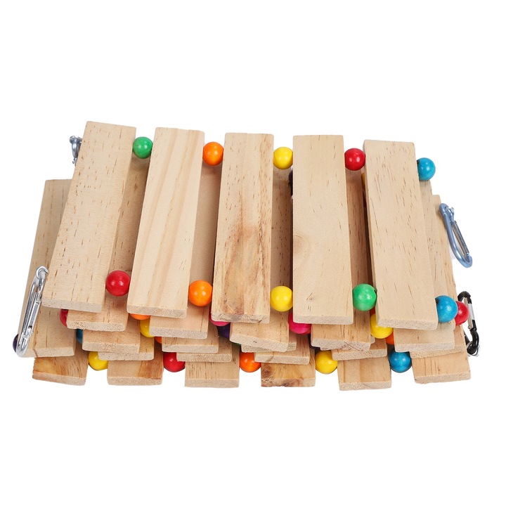 Leagan de pui, din lemn, suspendat, multicolor