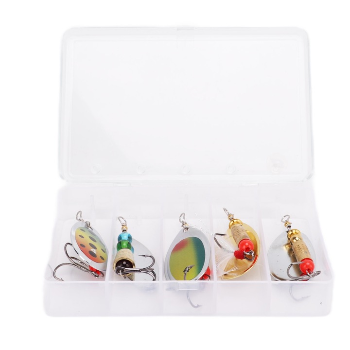5 db rozsdamentes acél horgászcsali készlet, kicsi hordozható csalik, horgász kiegészítők