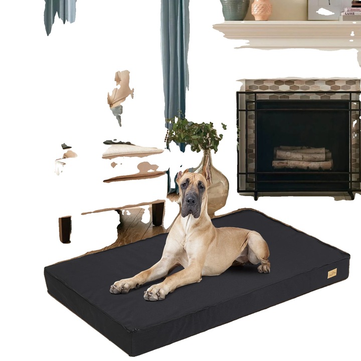 Culcus ortopedic pentru caini, gri, 58x45x8cm, impermeabil, cu fund antiderapant