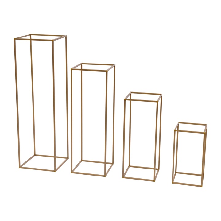 Set suporturi flori aurii, constructie din otel durabil, dimensiuni variate, 10kg capacitate maxima