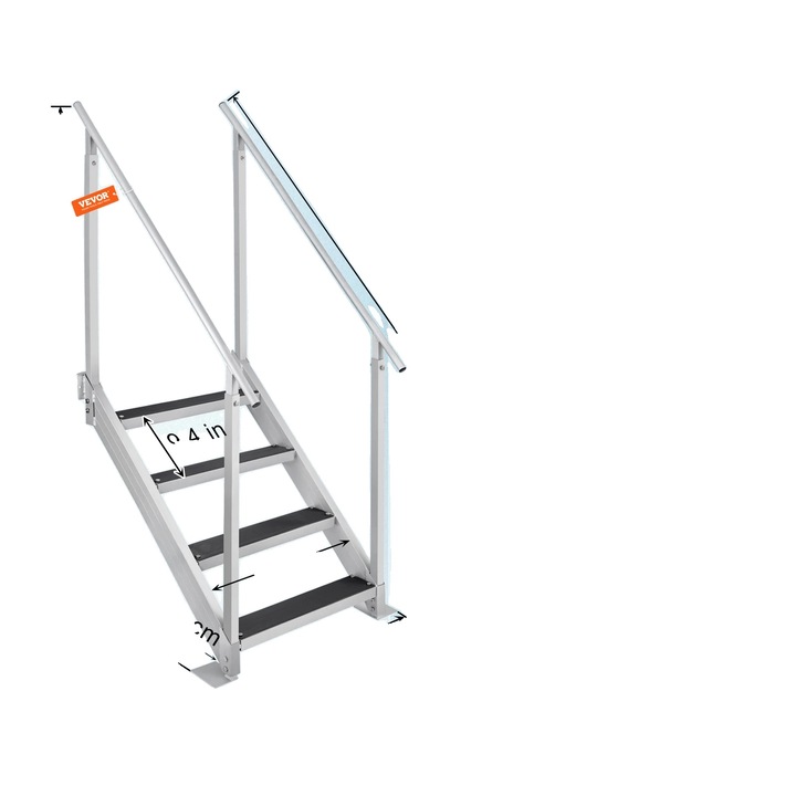 Munkaállvány, 4 fokos, 500 lbs teherbírás, állítható magasságú, csúszásmentes gumipárnákkal, 1695x250x150mm