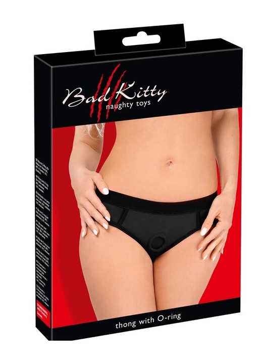 Бикини Bad Kitty, Пръстен за дилдо, 90% полиестер, 10% спандекс, Черен, L