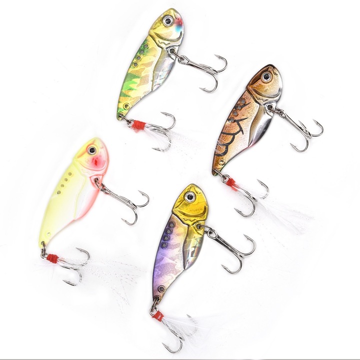 5 darabos készlet 5,5 cm-es fém kemény csalik mesterséges horgászcsali kiegészítővel horgászoknak éles Enforose horoggal