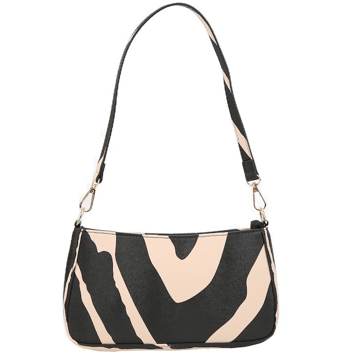 Tehénmintás válltáska, longziming, 26x15x5cm, poliészter anyagból, vállpánttal és lánccal.