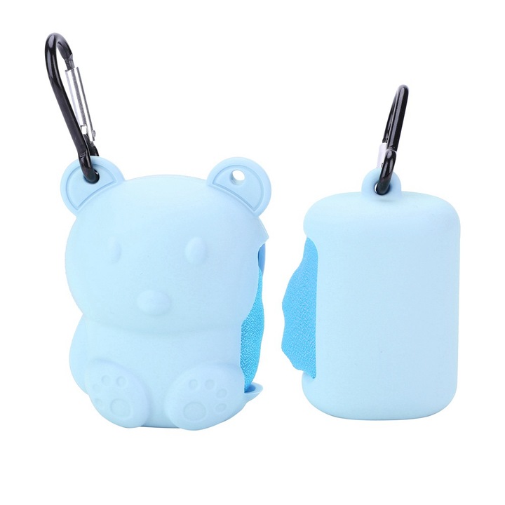 Комплект от 2 спортни кърпи от микрофибър със силиконова торбичка, светлосини, размери 90x30 см и 40x40 см