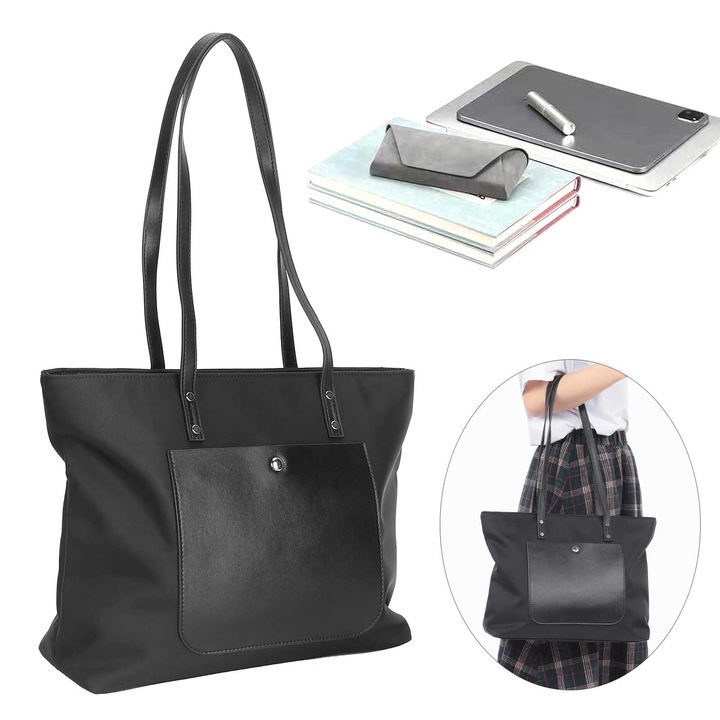 OX PLOW női oxford vászon válltáska, nagy kapacitású, fekete színű kézitáska