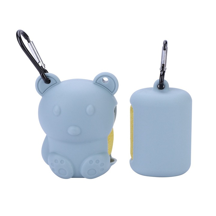 Комплект от 2 спортни кърпи от микрофибър със силиконова торбичка, сиви, 90x30 см и 40x40 см