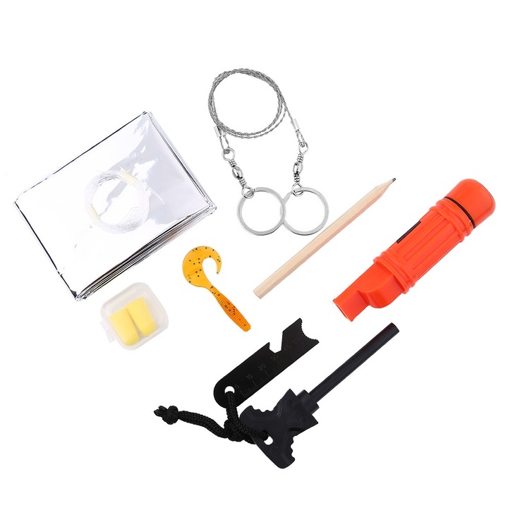 Kit de supravietuire portabil Enforose, 13x8x6.5cm, multifunctional, pentru activitati in aer liber