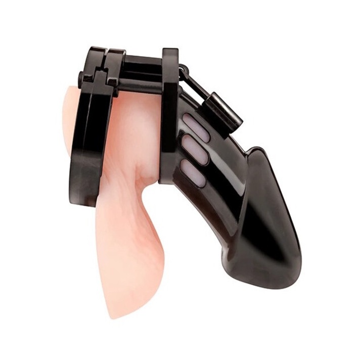 Centura de castitate, Blueline, acrilic transparent, ergonomic, cu lacat si cheie