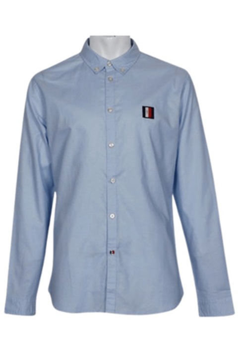 Férfi ing Tommy Hilfiger kék, vékony szabású, organikus pamut, hosszú ujjú, S INTL
