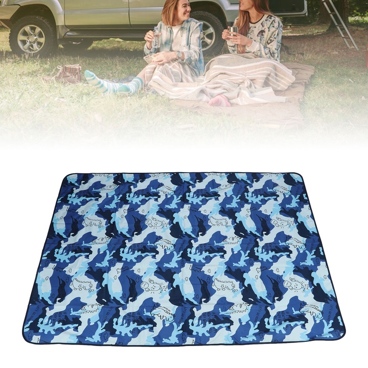 Одеяло за пикник Jormftte, водоустойчиво, устойчиво на петна, 2x1,45 м, за 2-6 души