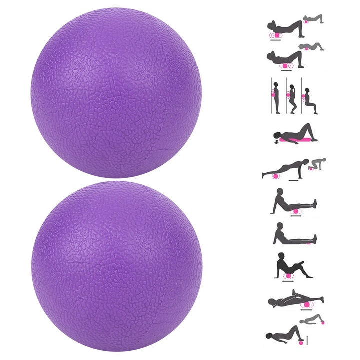 Jormftte jóga masszázslabda, 2 db-os szett, lila, 100% új, izomlazításra