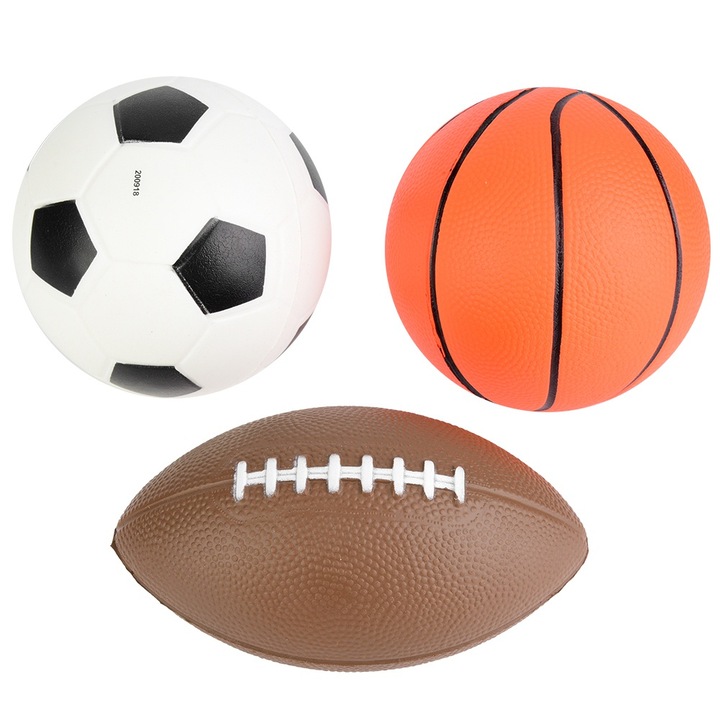 Foci, kosárlabda és rögbi labda szett gyerekeknek, Jormftte, PVC, 3 labda, 357g