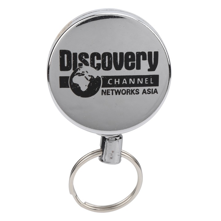 Jormftte visszahúzható rozsdamentes acél kulcstartó, 4 cm, ezüst, könnyen hordozható