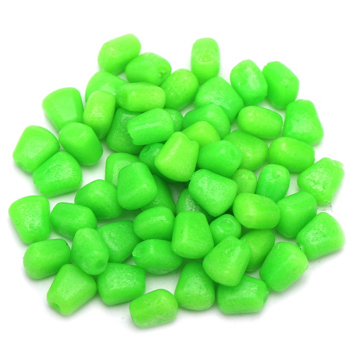 Horgászetetőanyag, Jormftte, 100 darabos készlet, valósághű megjelenés, édes kukorica íz, zöld, 1.1cm