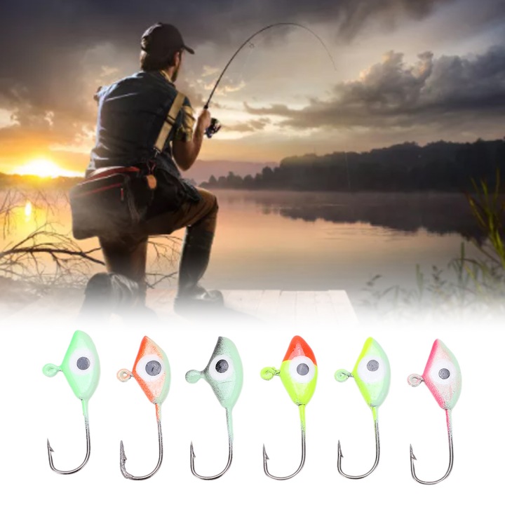 Jormftte 6 darabos műcsali készlet, horgász jigek, szén-rozsdamentes acél, többszínű, 13g